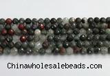 COJ485 15.5 inches 8mm faceted round blood jasper beads wholesale