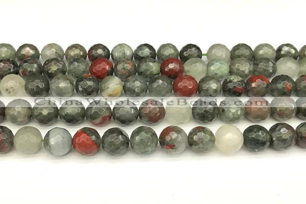 COJ496 15 inches 8mm faceted round blood jasper beads