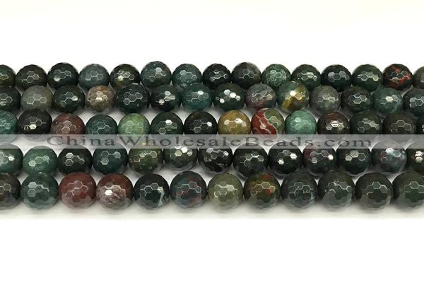 COJ501 15 inches 8mm faceted round Indian bloodstone jasper beads