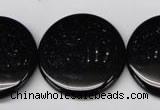 CON48 15.5 inches 28mm flat round black onyx gemstone beads