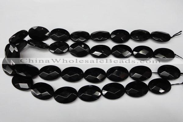 CON67 15.5 inches 18*25mm faceted oval black onyx gemstone beads