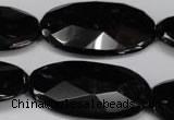 CON69 15.5 inches 20*40mm faceted oval black onyx gemstone beads
