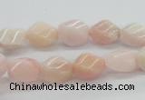 COP06 15.5 inches 9*12mm twisted rice natural pink opal beads wholesale