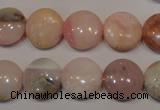 COP1015 15.5 inches 14mm flat round natural pink opal gemstone beads