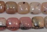 COP1044 15.5 inches 14*14mm square natural pink opal gemstone beads