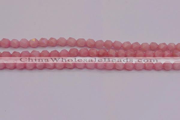 COP1222 15.5 inches 8mm faceted nuggets Chinese pink opal beads