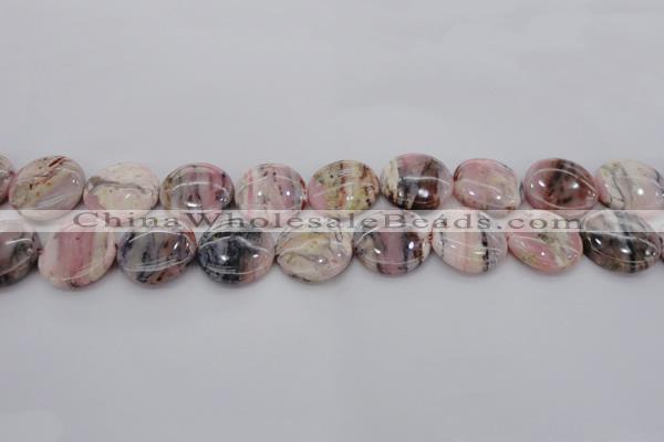 COP1261 15.5 inches 12mm flat round natural pink opal gemstone beads