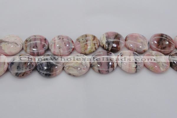 COP1266 15.5 inches 22mm flat round natural pink opal gemstone beads
