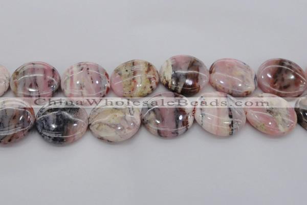 COP1269 15.5 inches 35mm flat round natural pink opal gemstone beads