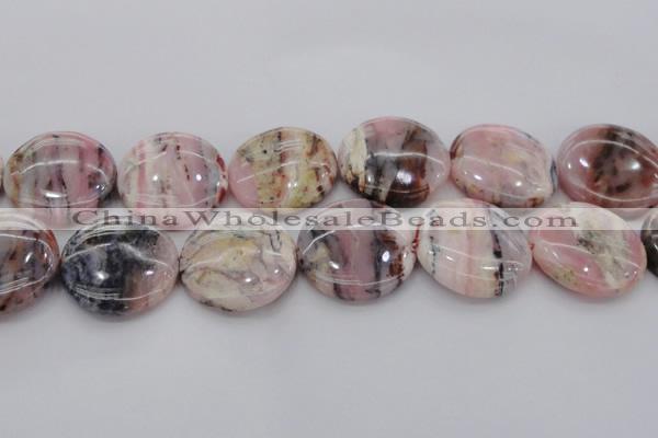 COP1270 15.5 inches 40mm flat round natural pink opal gemstone beads