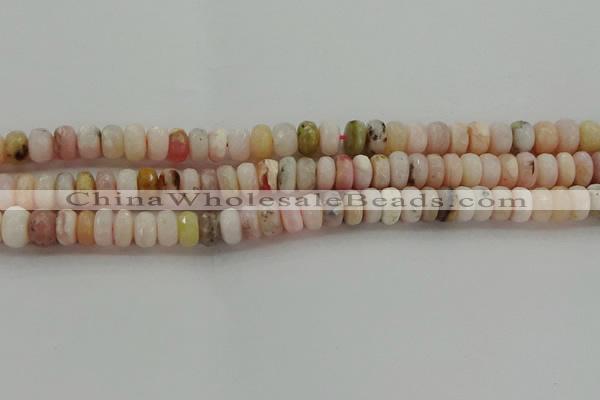 COP1322 15.5 inches 5*8mm faceted rondelle natural pink opal beads