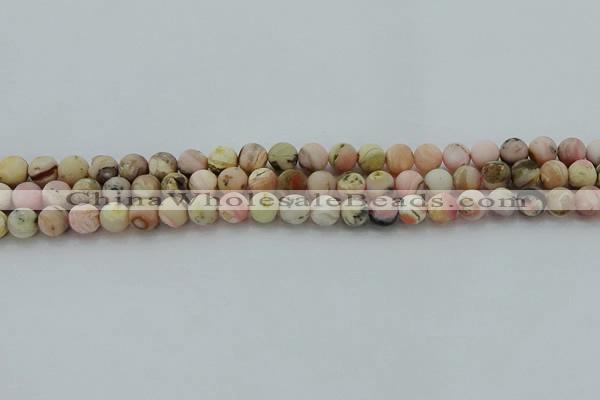 COP1331 15.5 inches 6mm round matte natural pink opal gemstone beads