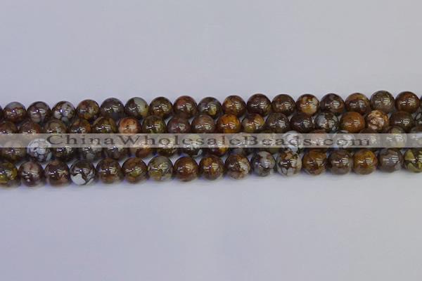 COP1373 15.5 inches 10mm round fire lace opal beads wholesale