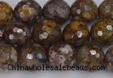 COP1389 15.5 inches 10mm faceted round fire lace opal beads