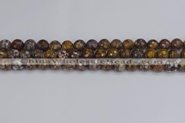 COP1389 15.5 inches 10mm faceted round fire lace opal beads