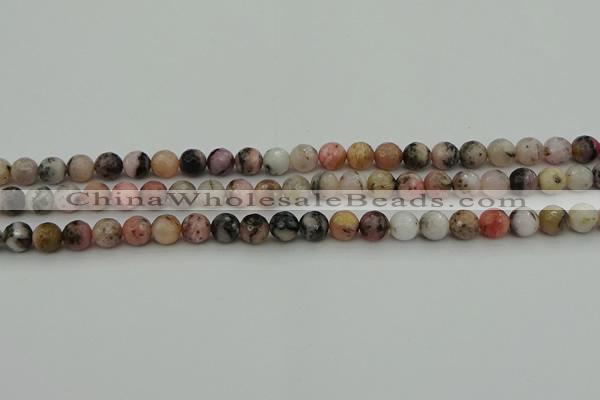 COP1412 15.5 inches 8mm faceted round natural pink opal gemstone beads