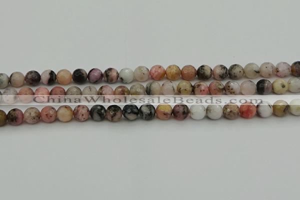 COP1413 15.5 inches 10mm faceted round natural pink opal gemstone beads