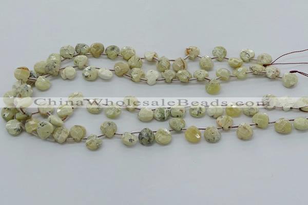 COP1482 15.5 inches 10*10mm briolette African opal gemstone beads