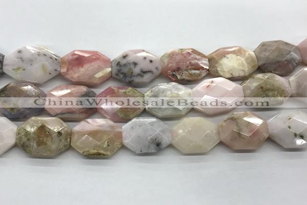 COP1496 18*25mm - 20*28mm faceted octagonal natural pink opal beads