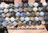 COP1518 15.5 inches 10mm faceted nuggets amethyst sage opal beads