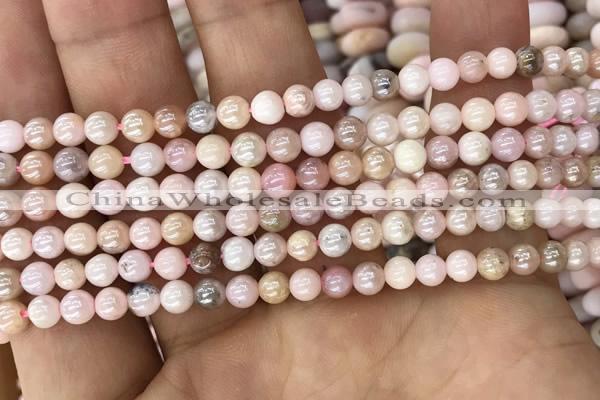 COP1540 15.5 inches 4mm round AB-color natural pink opal beads