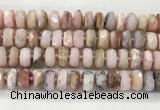 COP1554 15.5 inches 6*13mm - 8*14mm faceted tyre natural pink opal beads