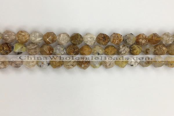 COP1675 15.5 inches 6mm faceted nuggets yellow opal gemstone beads