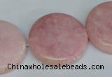 COP168 15.5 inches 30mm flat round pink opal gemstone beads