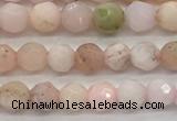 COP1710 15.5 inches 4mm faceted round natural pink opal beads