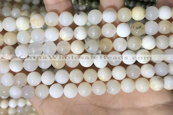 COP1754 15.5 inches 8mm round natural white opal gemstone beads