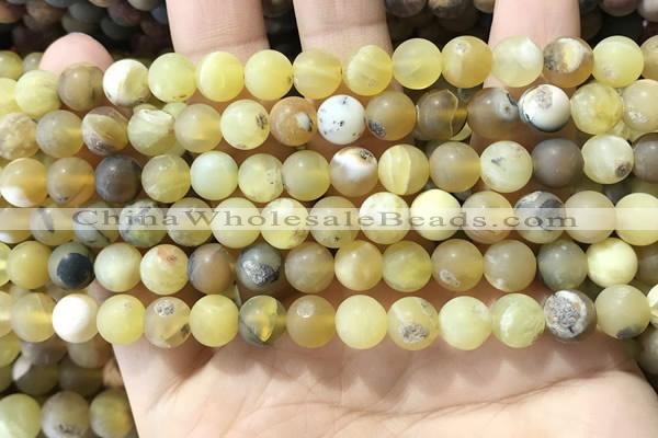 COP1767 15.5 inches 8mm round matte yellow opal beads wholesale