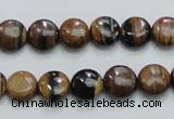 COP210 15.5 inches 10mm flat round natural brown opal gemstone beads