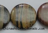 COP215 15.5 inches 30mm flat round natural brown opal gemstone beads