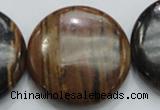 COP216 15.5 inches 35mm flat round natural brown opal gemstone beads