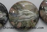 COP253 15.5 inches 40mm flat round natural grey opal gemstone beads