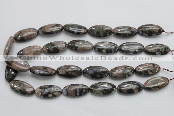 COP256 15.5 inches 15*30mm oval natural grey opal gemstone beads