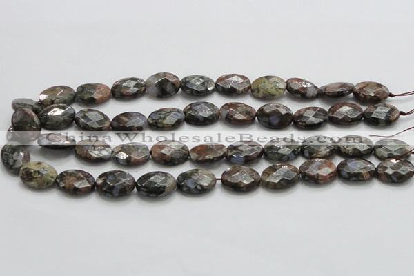 COP260 15.5 inches 13*18mm faceted oval natural grey opal beads