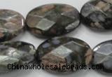 COP274 15.5 inches 20*30mm faceted oval natural grey opal gemstone beads