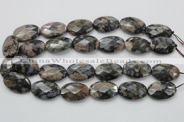 COP274 15.5 inches 20*30mm faceted oval natural grey opal gemstone beads