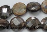 COP277 15.5 inches 20mm faceted round natural grey opal gemstone beads