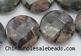 COP278 15.5 inches 25mm faceted round natural grey opal gemstone beads