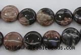 COP290 15.5 inches 12mm flat round natural grey opal beads