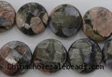 COP295 15.5 inches 16mm faceted coin natural grey opal beads
