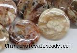 COP308 15.5 inches 22mm flat round brandy opal gemstone beads wholesale