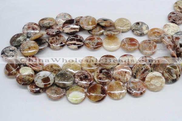 COP311 15.5 inches 20mm flat round brandy opal gemstone beads wholesale