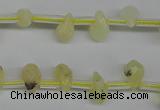 COP347 Top-drilled 6*9mm faceted teardrop yellow opal gemstone beads