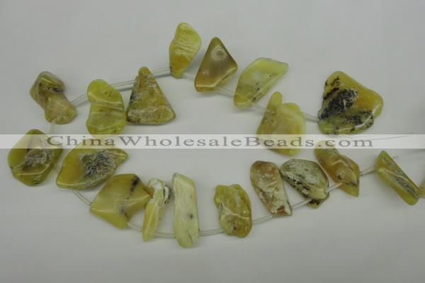 COP349 Top-drilled 12*22mm – 30*44mm freeform yellow opal gemstone beads