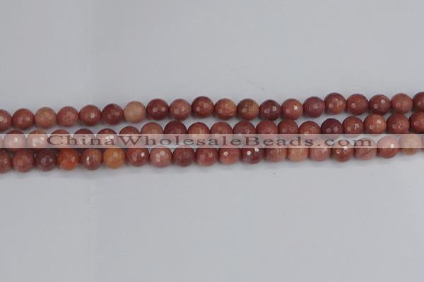 COP442 15.5 inches 6mm faceted round African blood jasper beads