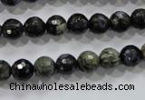 COP462 15.5 inches 8mm faceted round natural grey opal gemstone beads
