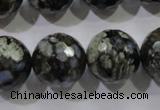 COP467 15.5 inches 18mm faceted round natural grey opal gemstone beads